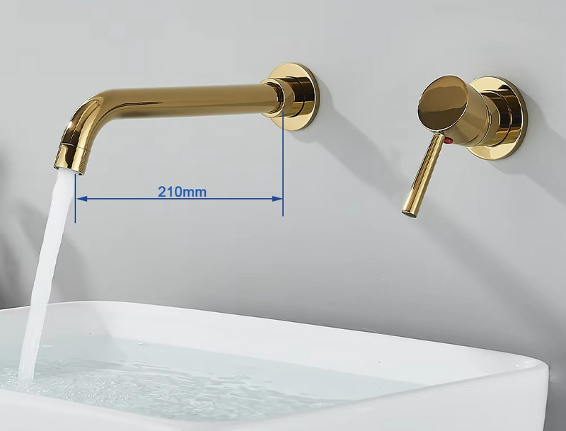 LuxaWall Elite – Inbouw Wastafelkraan in Geborsteld Goud