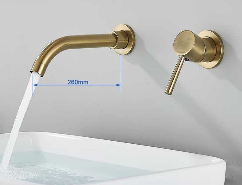 LuxaWall Elite – Inbouw Wastafelkraan in Geborsteld Goud