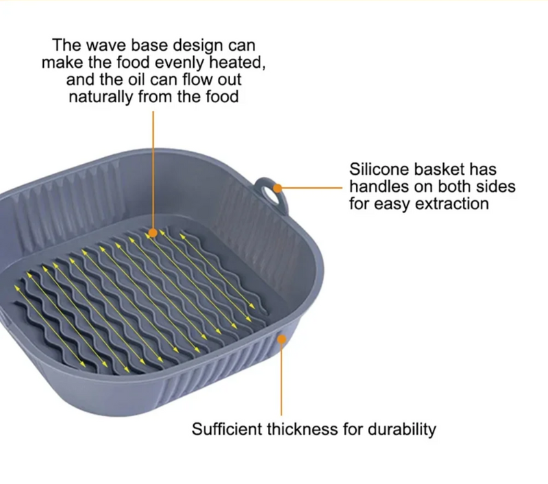 AirBake – Siliconen Airfryer Pot & Bakvorm – Herbruikbare Vierkante Oven- en BBQ-tray