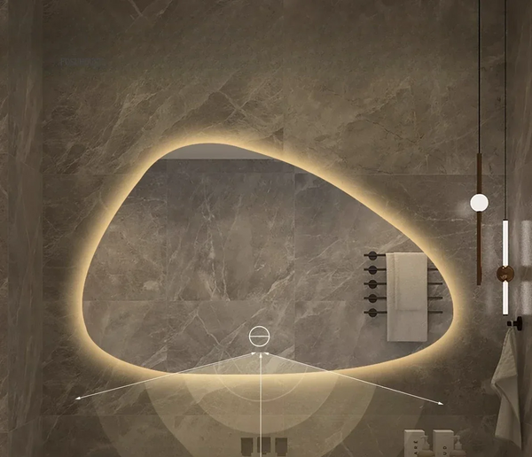 NordiLux Design Badkamerspiegel – Slimme LED Wandspiegel met Onregelmatige Vorm en Aluminium Frame