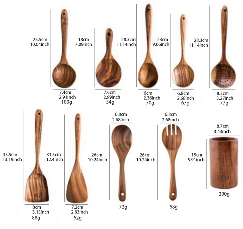 EcoWood – Luxe Houten Keukengerei Set met Opbergemmer