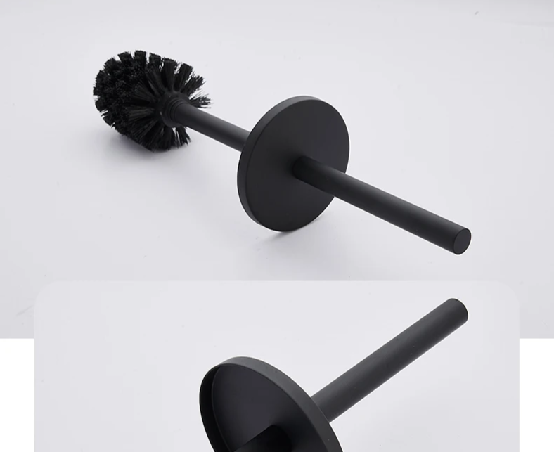 SteelClean Luxe Toiletborstel met Wandhouder – Zwart RVS Design