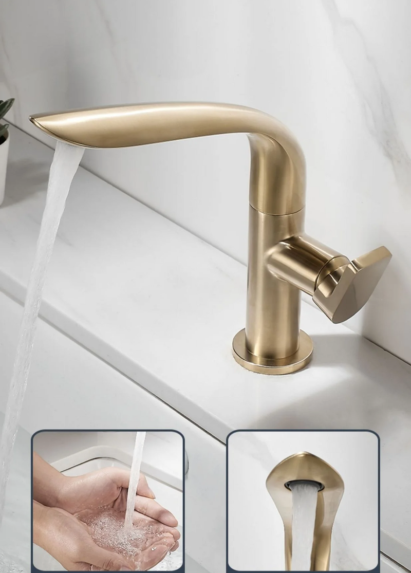 AquaLux Wastafelkraan – Draaibare Luxe Koud-Warm Kraan met Messing Behuizing