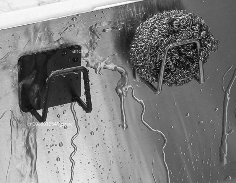 StickDry RVS Sponshouder – Zelfklevende Organizer voor Goothoek & Keukenaccessoires