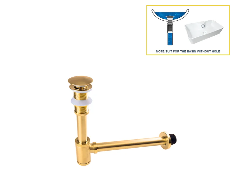 AquaStop Luxe Koperkleurige Geurvrije Sifon & Pop-Up Afvoer