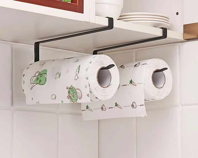 HangEase – Punch-Free Metalen Keukenrol- en Handdoekhouder voor Kastdeuren