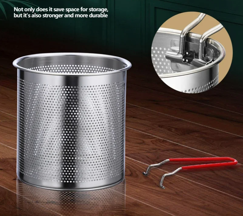 TempuraPro – Japanse Diepe Oliebesparende Frituurpan Set van 304 Roestvrijstaal