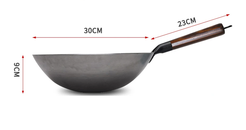 ForgePro – Handgesmede Pure IJzeren Wok met Houten Handvat