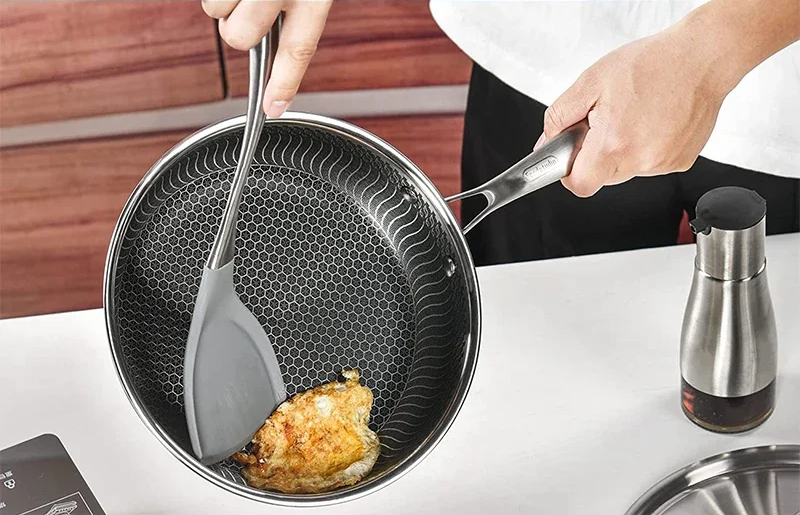 ChefMaster – RVS Non-Stick Honingraat Koekenpan met Glazen Deksel