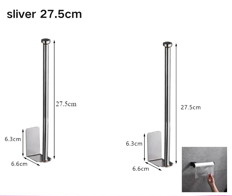 LUXROLLO - Zelfklevende RVS Toiletrolhouder (Verlengd & Zonder Boren)