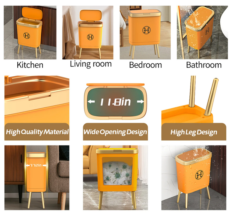 GoldenSlim Moderne Prullenbak met Deksel