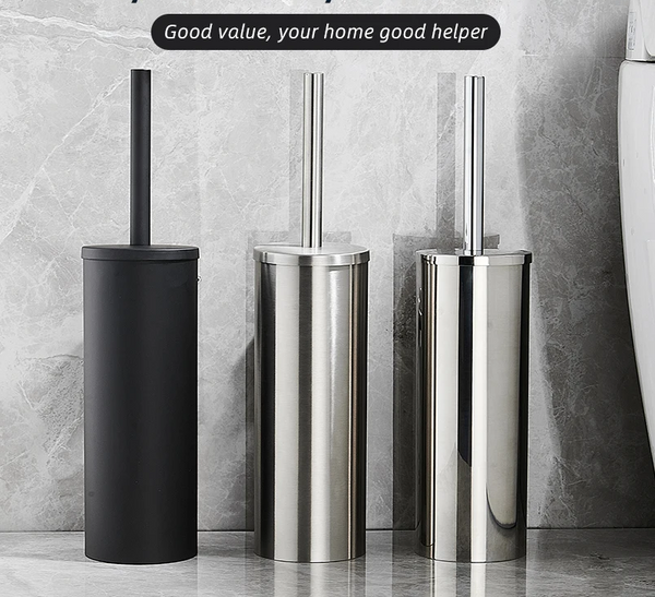 SteelClean Luxe Toiletborstel met Wandhouder – Zwart RVS Design