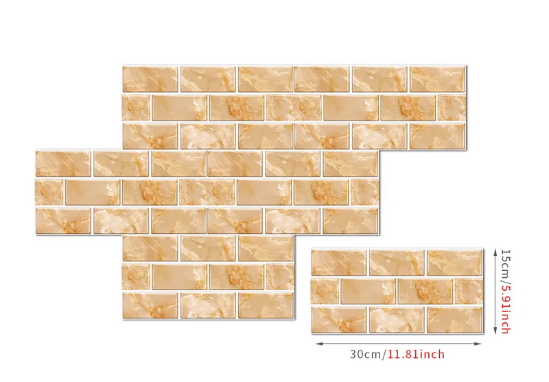 RetroBrick – 6-delige Zelfklevende Retro Baksteen Wandstickers (30x15cm)