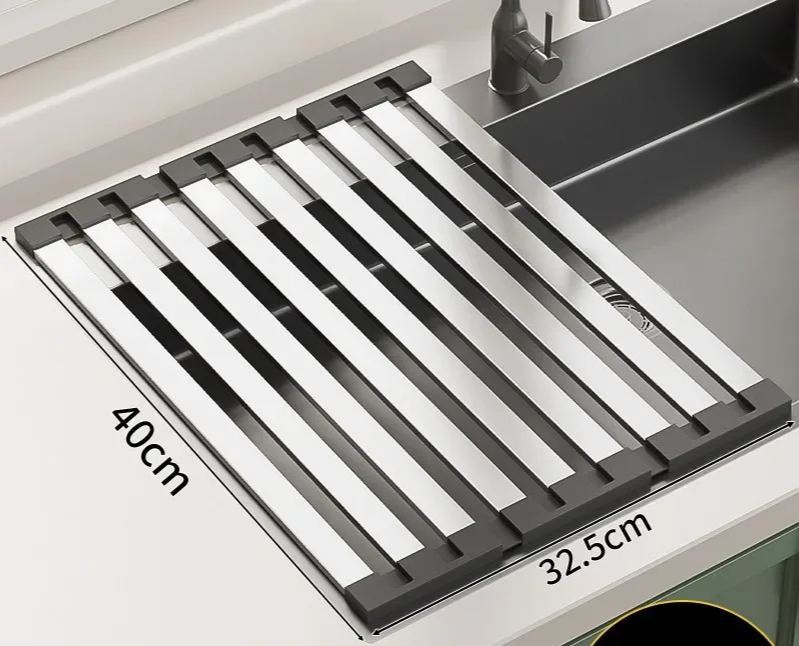 FlexiRack – Uitschuifbaar & Opvouwbaar 304 RVS Afdruiprek voor Spoelbak