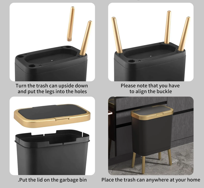 GoldenSlim Moderne Prullenbak met Deksel