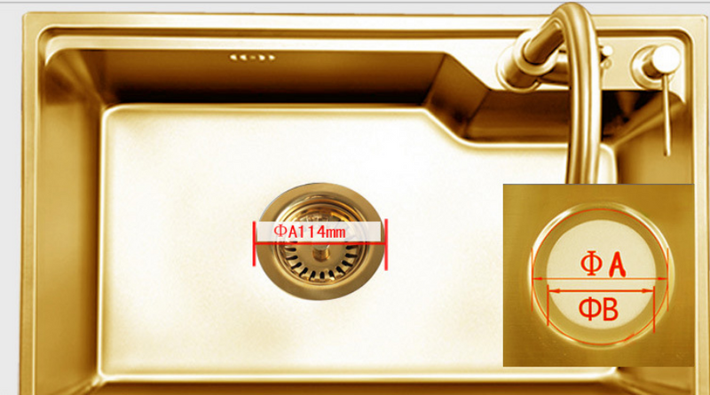 Ouboni Antiek Messing Roestvrijstalen Spoelbak Zeef & Afvoerplug