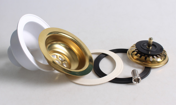 Ouboni Antiek Messing Roestvrijstalen Spoelbak Zeef & Afvoerplug