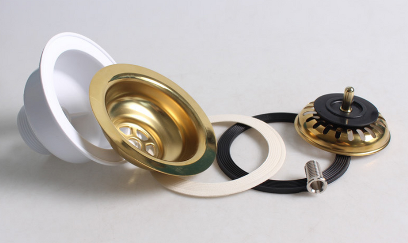 Ouboni Antiek Messing Roestvrijstalen Spoelbak Zeef & Afvoerplug