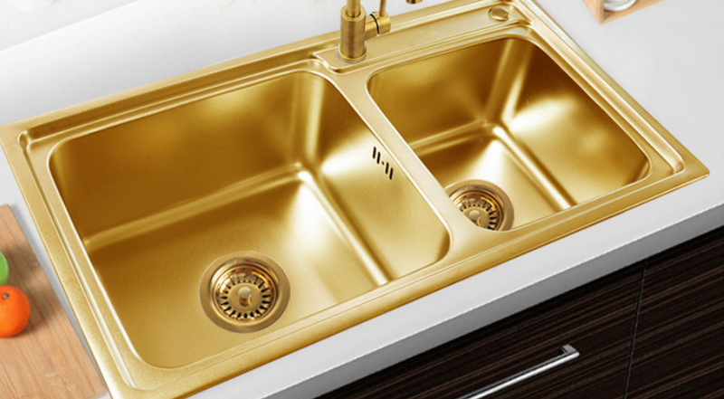 Ouboni Antiek Messing Roestvrijstalen Spoelbak Zeef & Afvoerplug