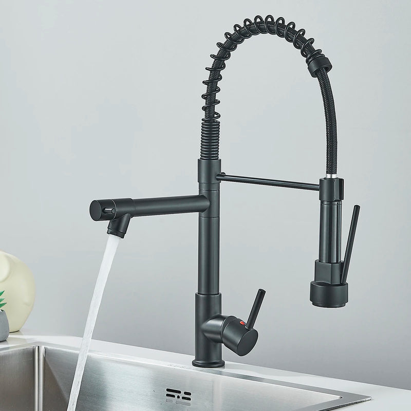 Uittrekbare Keukenkraan | Nikkelgoud | Warm & Koud Water | Enkel Handvat