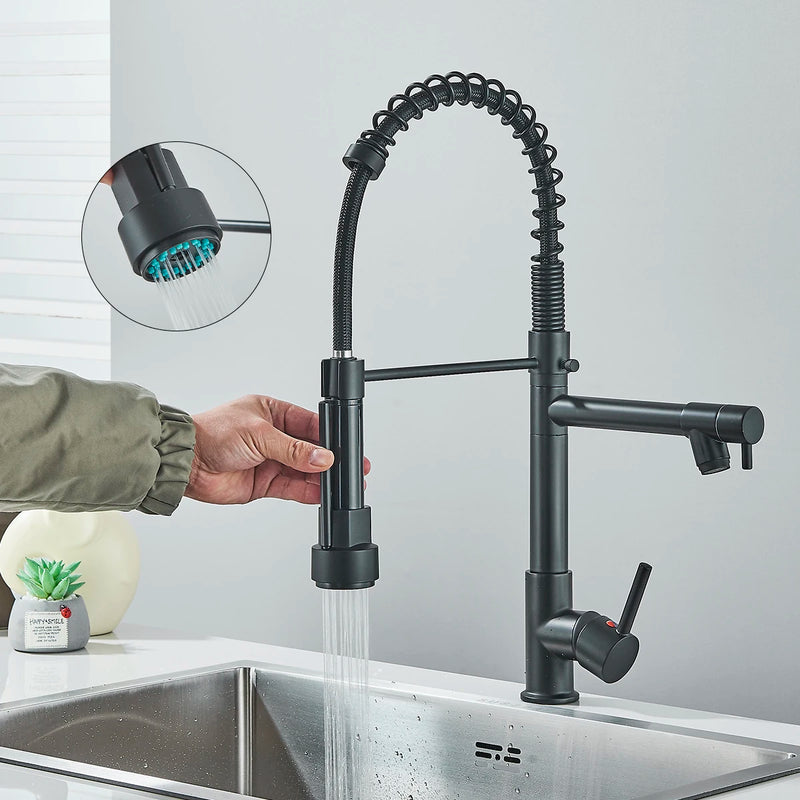 Uittrekbare Keukenkraan | Nikkelgoud | Warm & Koud Water | Enkel Handvat